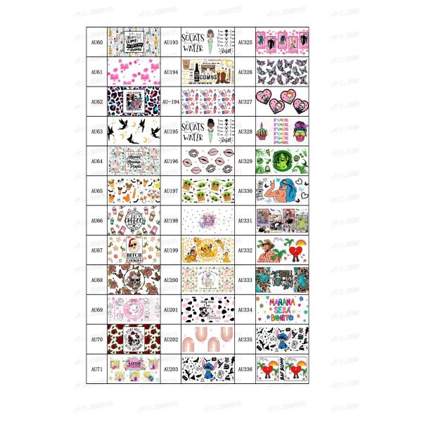 0.1mm UV DTF Packaging 24oz Glass Cup UV 3D Transfer Labels UV Cup Wraps