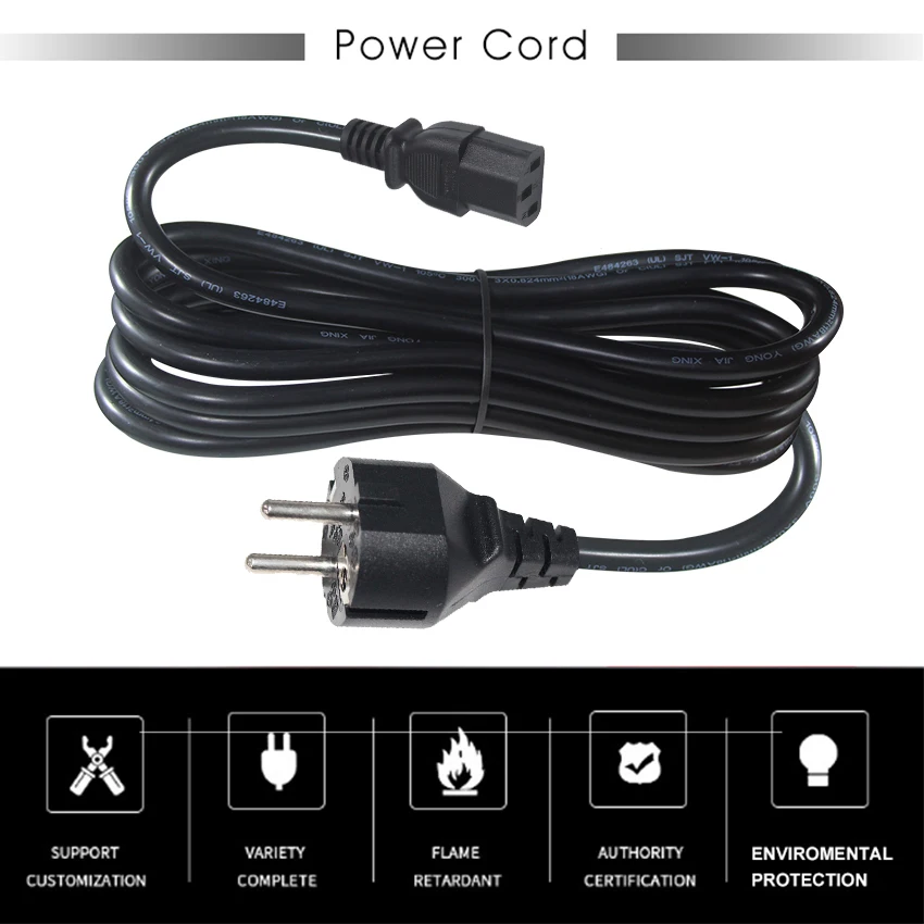 0.75MM European Supply Cable with VDE Extension 3PIN Schuko Plug To C13 Netsnoer