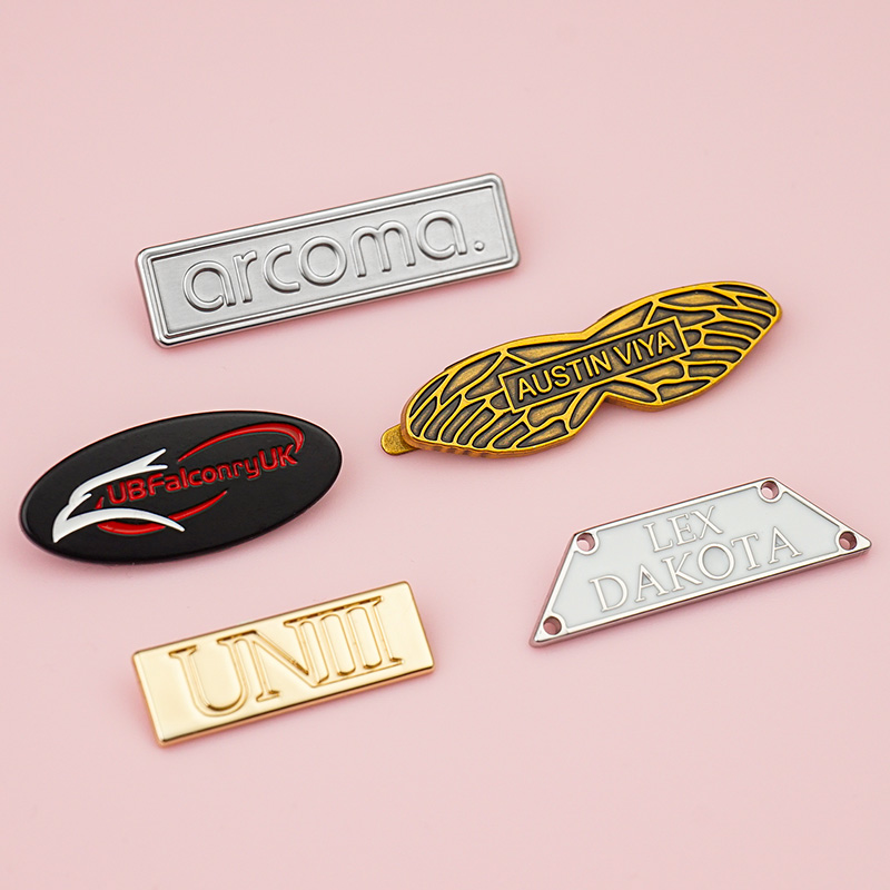 Professional Style Custom Embossed Metal Label Tags for Handbag Hardware Accessories