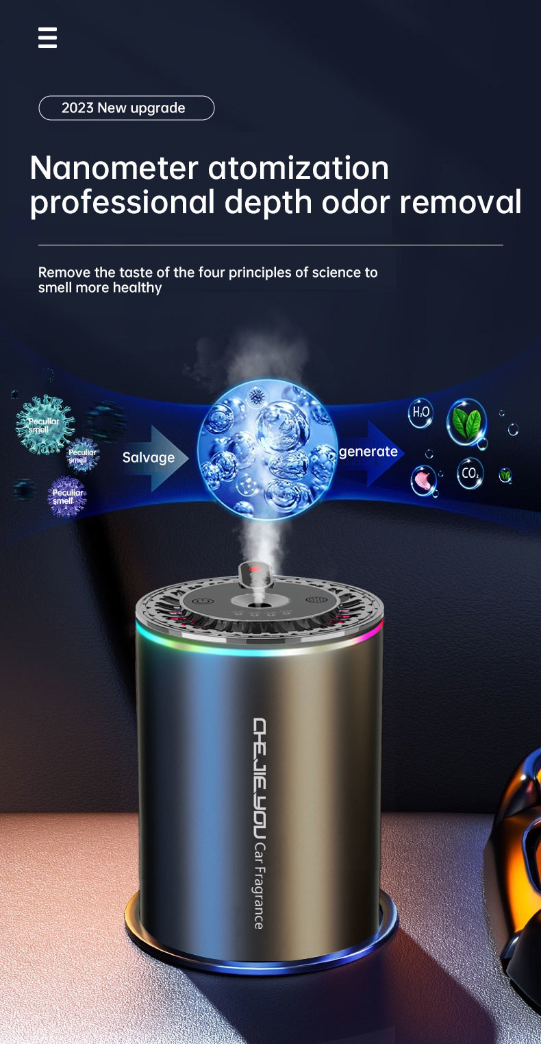 Aluminum Alloy Car Fragrance Diffuser Light Aromatherapy Essential Oil Diffuser 50ml