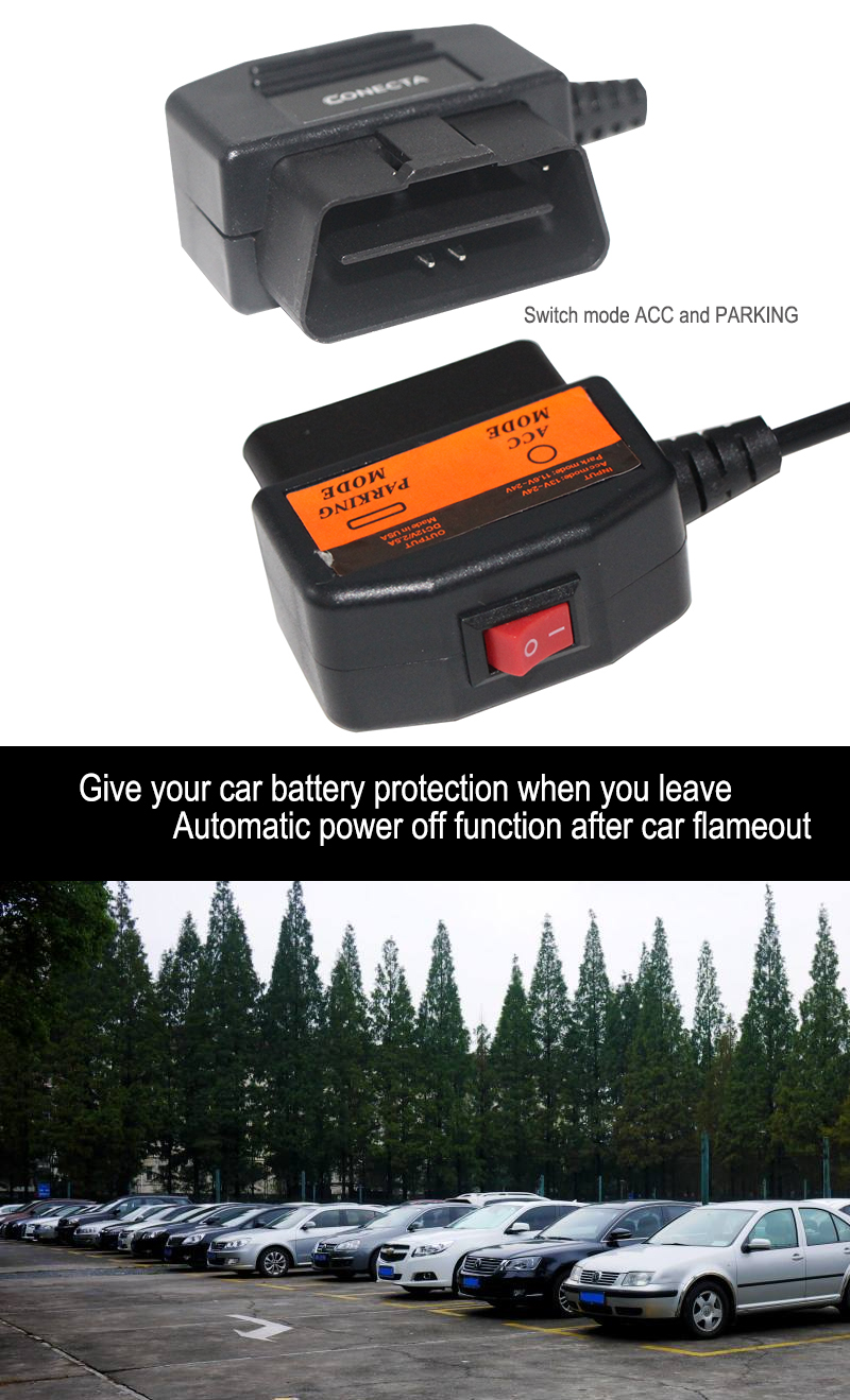 9-36v Custom Car Diagnostic Cable 28-24AWG DVR OBD2 16Pin to USB A Male OBD Step Up Cable