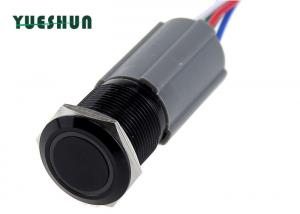China 19mm Ring Led Illuminated Push Button Switch With Pigtail 5 Pin Black black Alluminum Anti-vandal on sale
