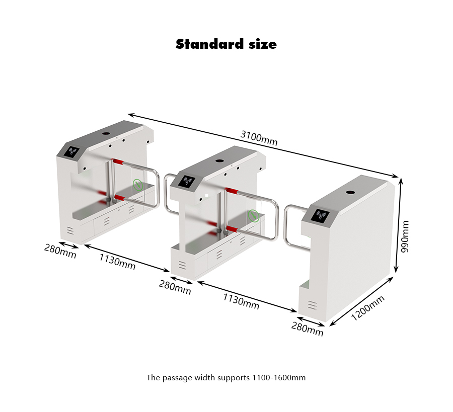 HCW 1.2m Length Face Recognition Turnstile Waterproof 57cm Lane Width
