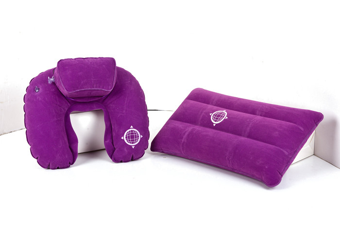 Rectangle Comfortable Inflatable PVC Flocking Custome Travel Neck Pillow