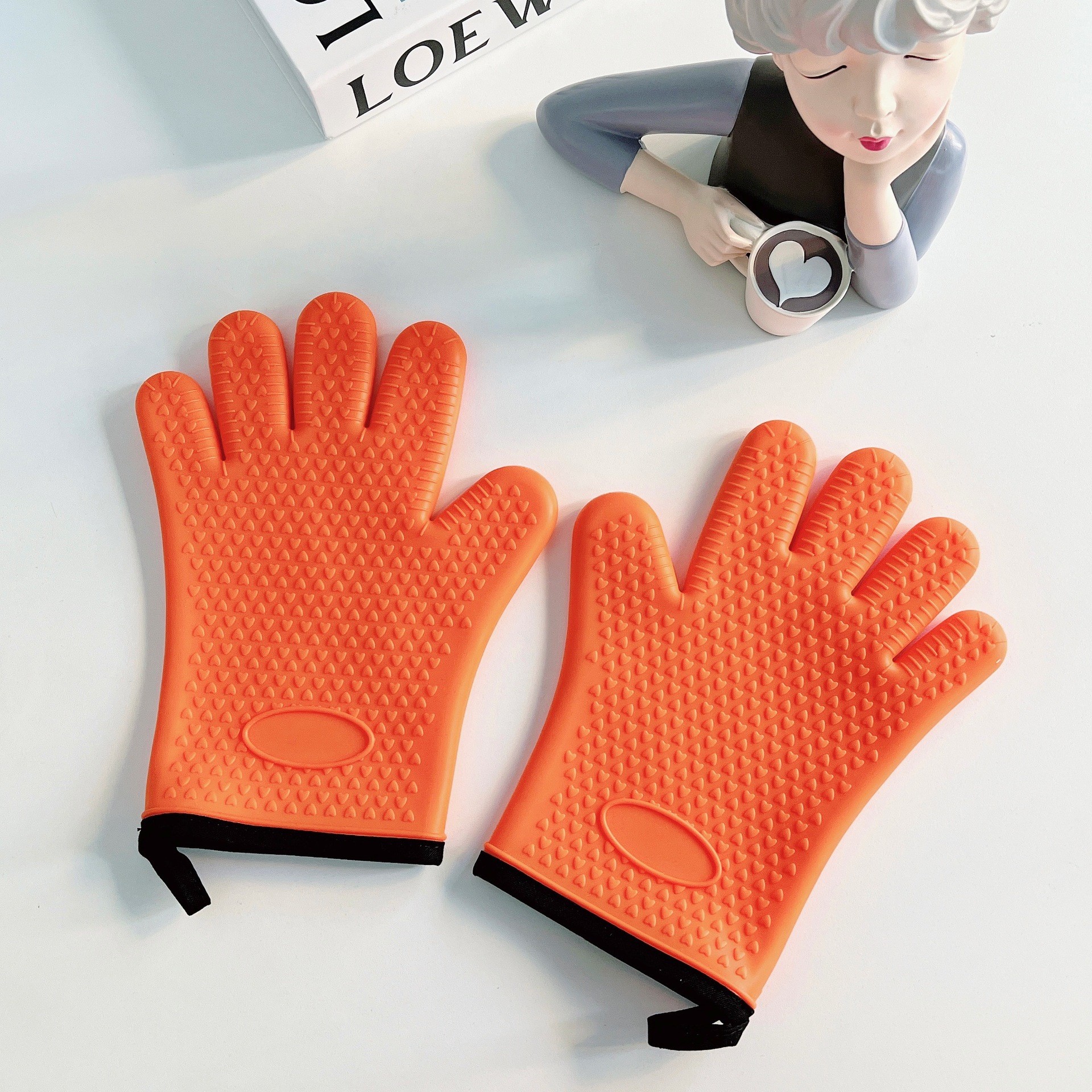 Premium Grilling Gloves BBQ Gloves Silicone Oven Mitts Premium Grilling Gloves Non-Slip Waterproof Baking Cooking Gloves