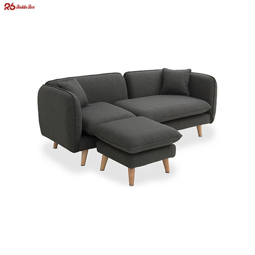 Apartment Modular Linen Slipcovered Sofa Upholstered Cotton Linen Couch With Ottoman