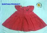 100% Cotton Woven Little Girl Summer Dresses Crew Neck With Back Placket Button