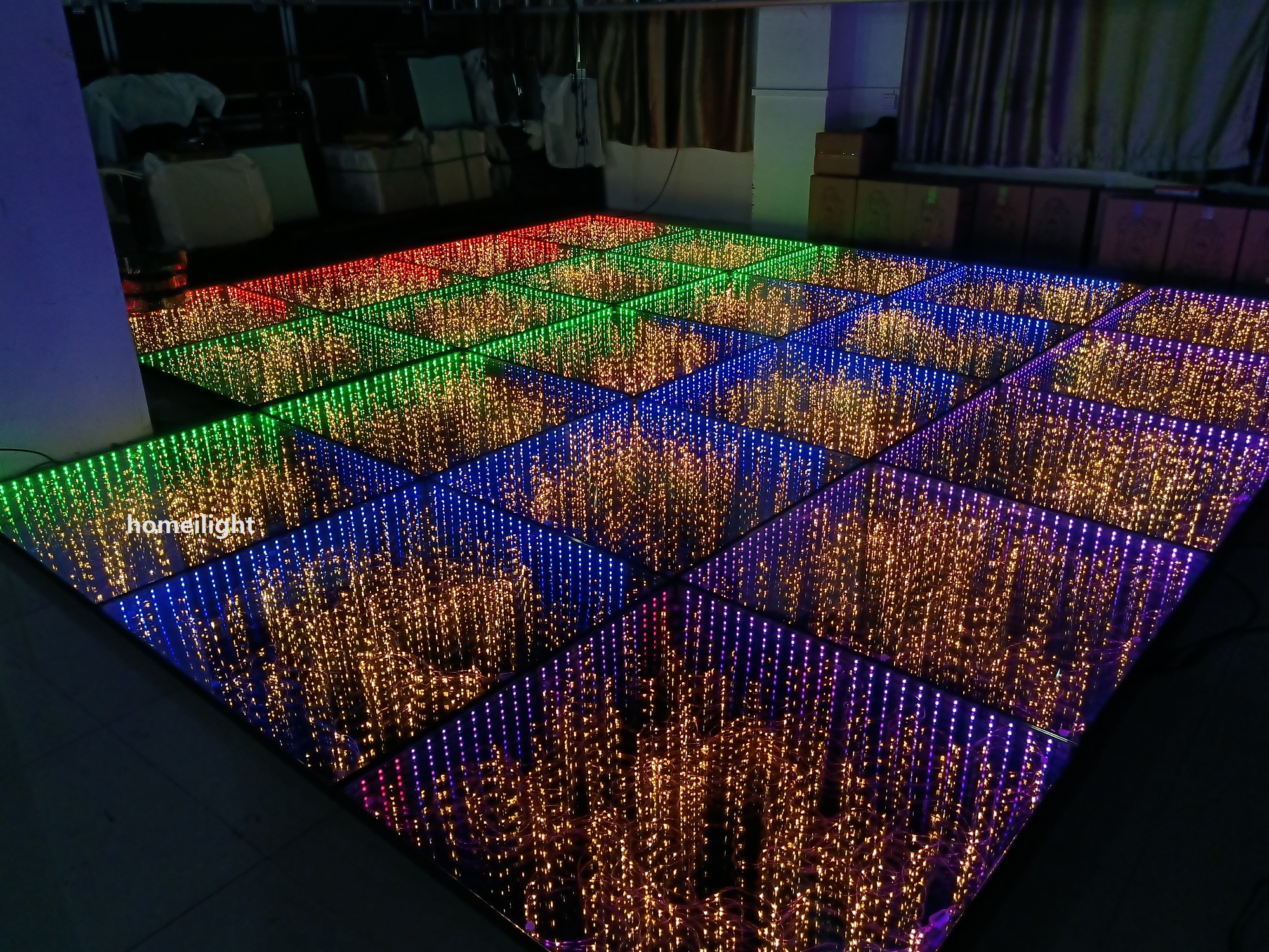 Wireless 3D Mirror Starry Gypsophila Magnetic LED Dance Floor For Disco Party
