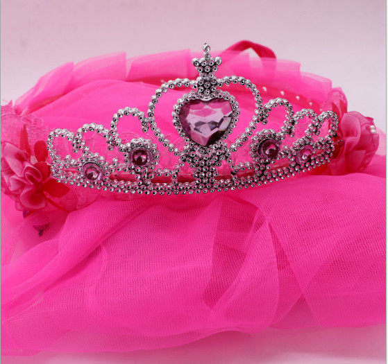 Children's crown veil, girls head flower veil headband, wedding princess wreath, wedding photography floor headdress hai