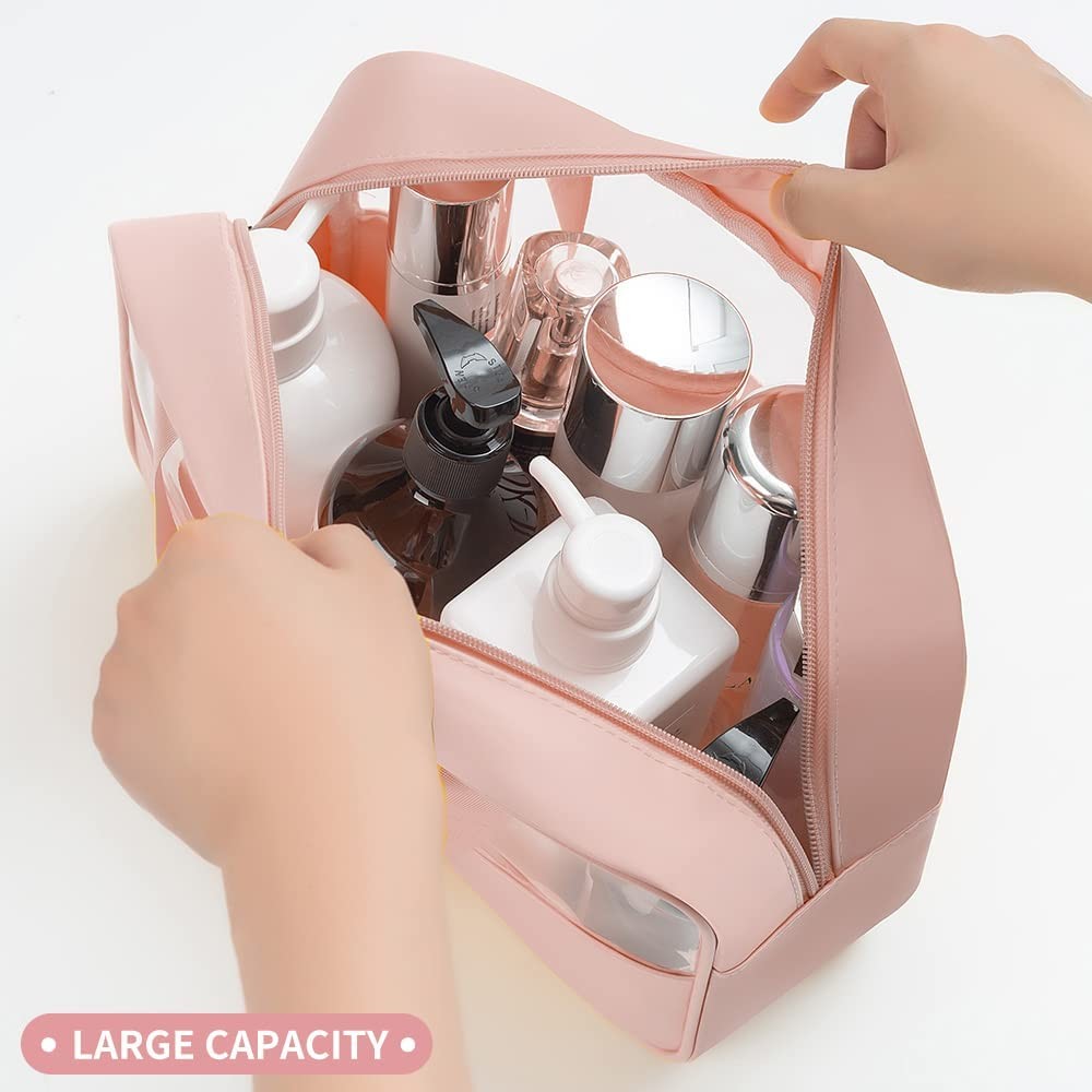 Shockproof protective &Storgae Clear Travel Toiletry Bag Makeup Bag Transparent Hanging Organizer for Women