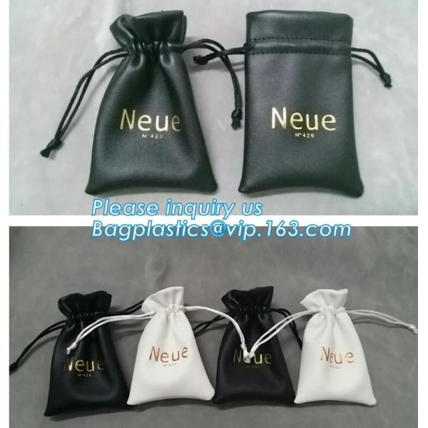 Custom Printed PU Leather Waterproof Drawstring Bag, Cheap Black PU Leather Drawstring Pouch Bag Jewelry Pouch PU drawst