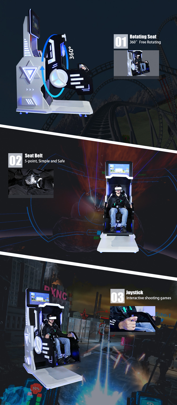 9D Virtual Reality Simulator 360 Degree Rotation VR Theme Park Game