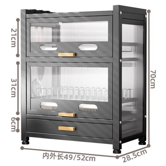 Modern Minimalist Style Kitchen Dish Cabinet in Piano Black and Ivory White for Efficient Storage