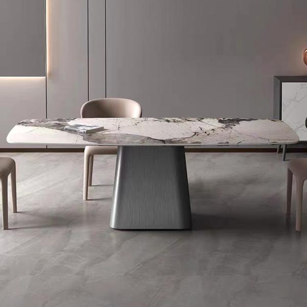 New Design Luxury Dining Table 6 Chairs Sintered Stone Ceramic Marble Top Sintered Stone Table