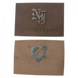 Quality Embossed Jeans Custom Leather Labels Hot Stamped Pantone Velcro For Clothing wholesale