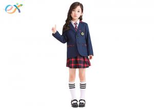 China Toddler Girl School Uniforms , Custom Stylish School Uniforms With Jacket And Skirts on sale