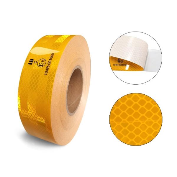 Yellow Conspicuity Prismatic ECE Reflective Tape Scratch Resistance