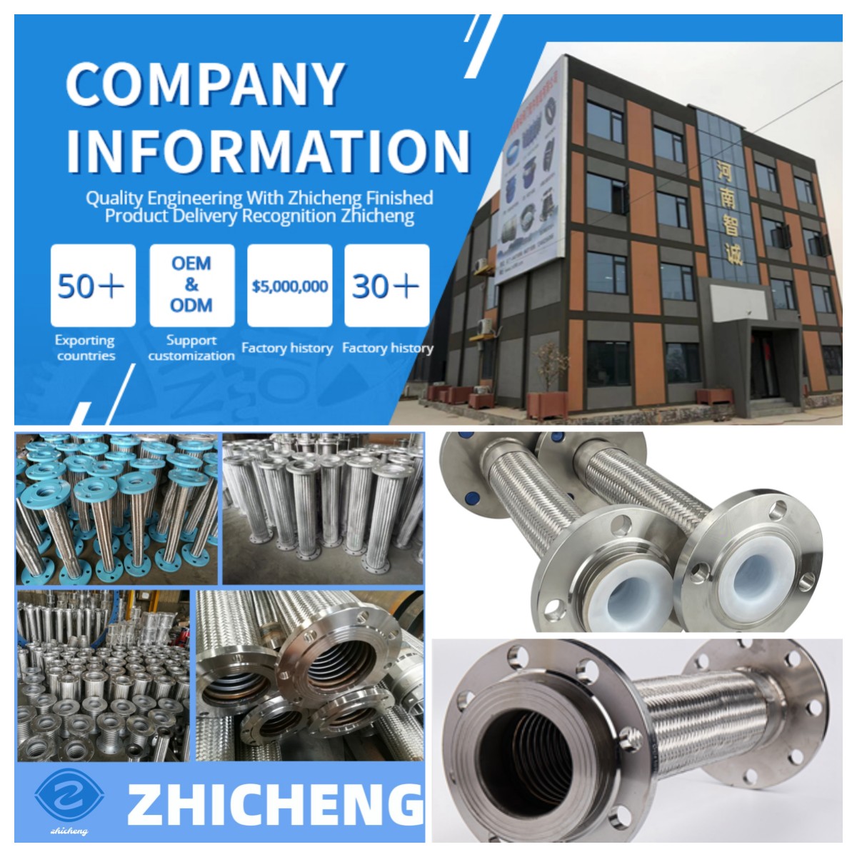Dn500 Ss304 Braided Stainless Steel Flexible Metal Hose With Fittings Braided Carbon Steel Flange Corrugated Steam