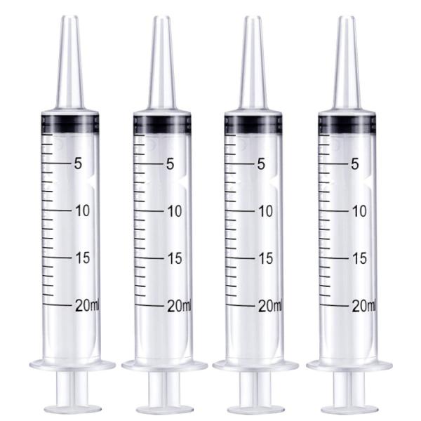 4 Pack Large Plastic Syringe for Scientific Labs and Dispensing Multiple Uses Measuring Syringe Tools (20 ml)