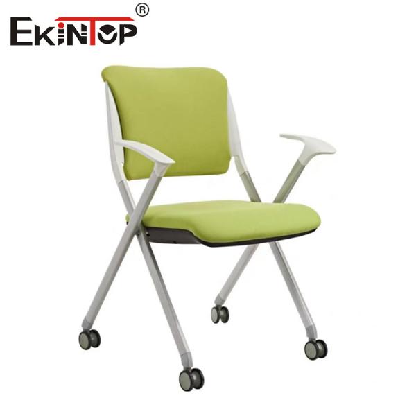 Modern Style Foldable Training Chair With Armrests Wheels Grey Painted Base