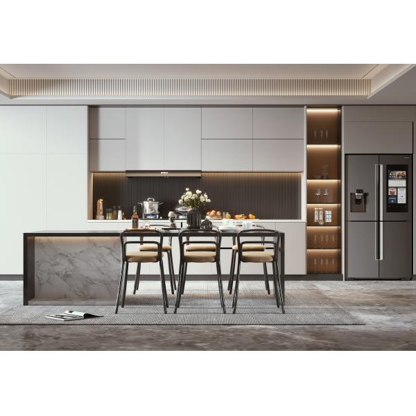 Modern kitchen cabinet with sleek design and hidden drawer system