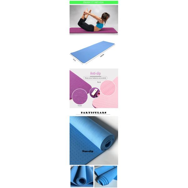 Blue Double Side TPE Yoga Mat , 6mm Non Slip Yoga Mat With Position Line