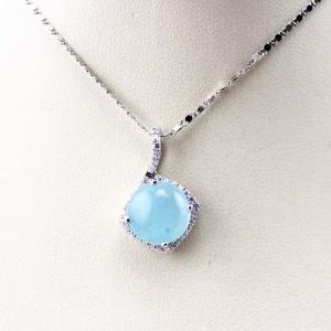 China 925 Silver Blue Chalcedony Cubic Zircon Pendant Enhancer Necklace (P74) on sale
