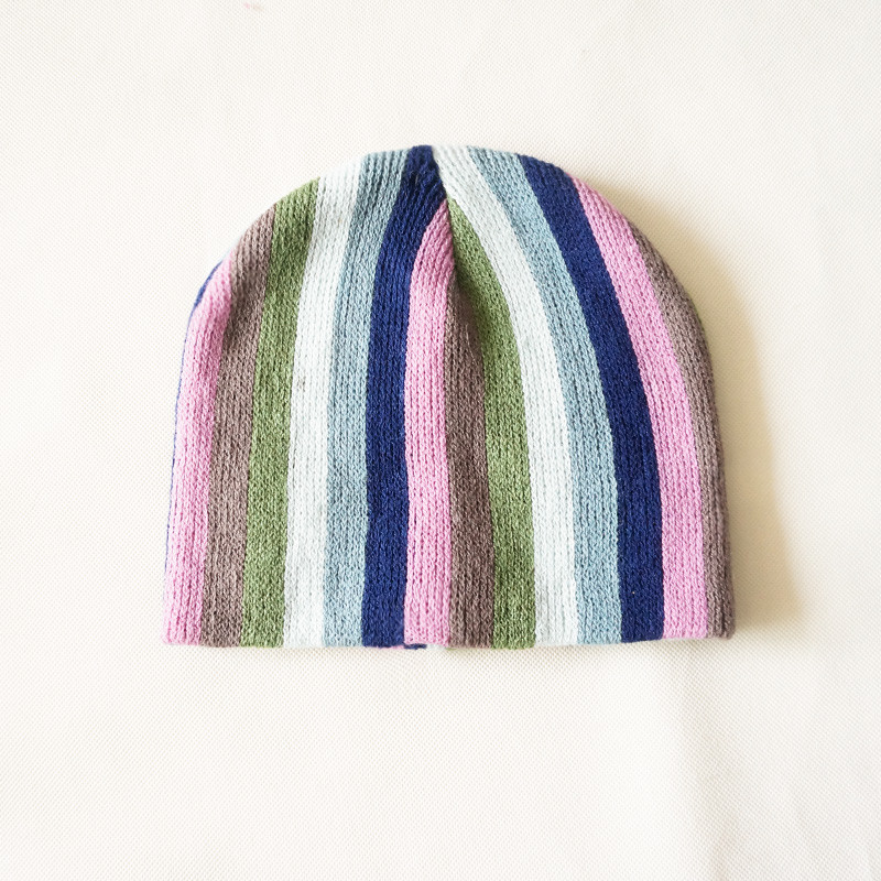 New production Cheap Custom Winter colorful cool colorful striped Knitted Beanie Hat Cap for teenagers kids