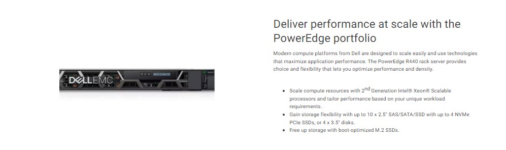 1U Rack Power Edge R440 Server Dell EMC Server Xeon 3204 1.9GHZ SATA