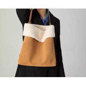 China Lambswool Suede Shoulder Bag 28cm 30cm One Strap Bucket Bag on sale
