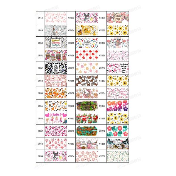 Wholesale Custom 16 Oz Uv Dtf Cup Wrap Transfers Uv Dtf Cold Transfer Bottle Wrap Transfers Sticker