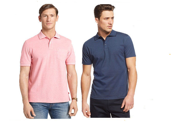 Mature Men's Casual Work Uniforms , Comfortable Grey Color Cotton Polo Shirts