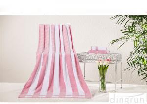 Quality Durable Striped Bath Towels Red Color Environmentally Friendly  wholesale