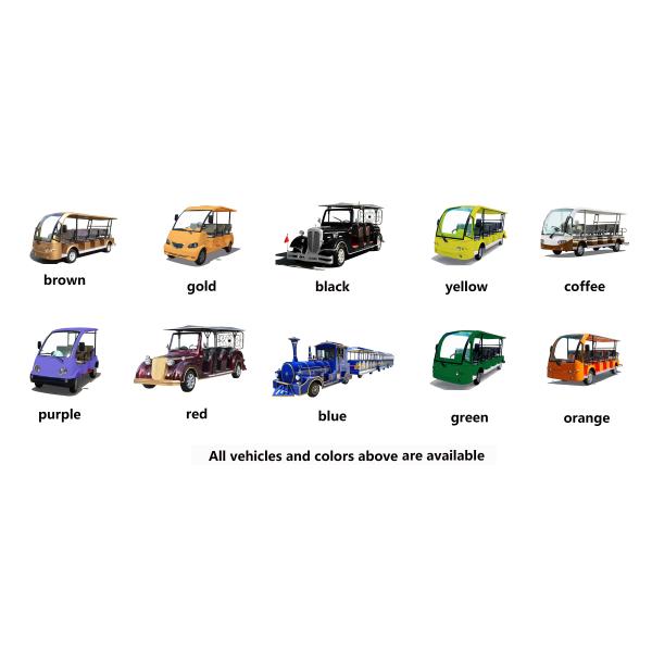 Left Hand Drive 5kw DC Motor Low Noise Electric Sightseeing Car With 11 Sofa Seats For Resort