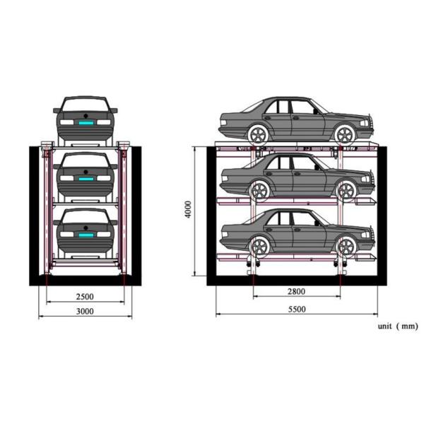 pit type two level four post car parking lift