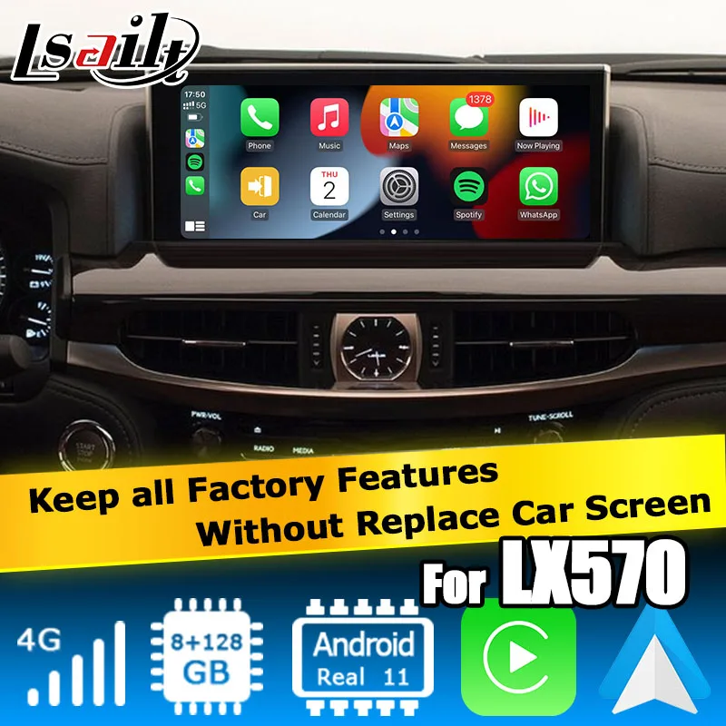 Lexus LX570 LX450d Android video interface support carplay android auto Qualcomm 8+128GB Android 11