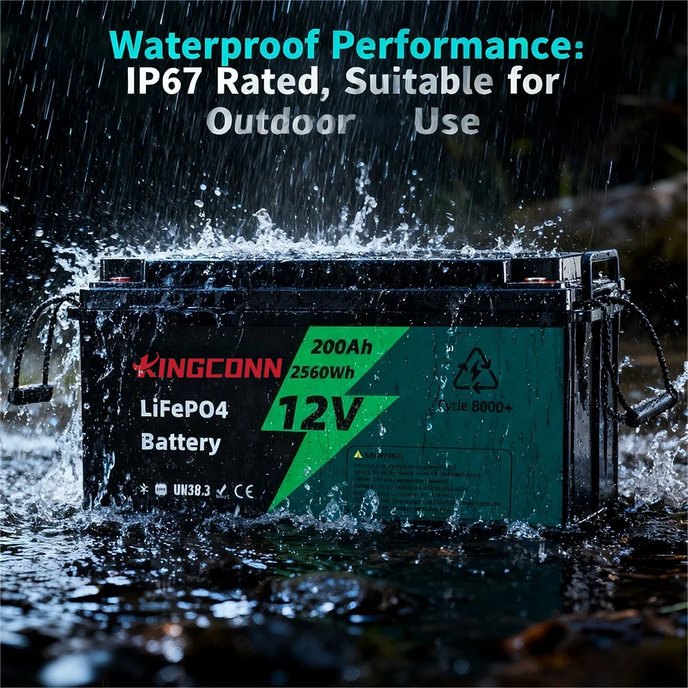 12.8V 200Ah LiFePO4 Grade Battery Built-in Smart BMS CAN Communication 2560Wh Portable for Solar Energy Storage Marine