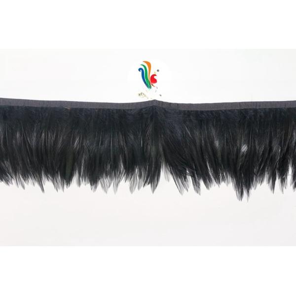 4-6 Inch Party Decoration Saddle Hackle Feather Fringe Trimming with Satin Ribbon Tape