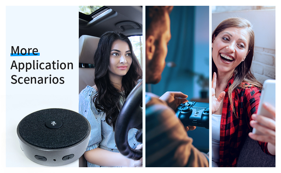 Portable Bluetooth Conference Speakerphones With Mic LED Lighting