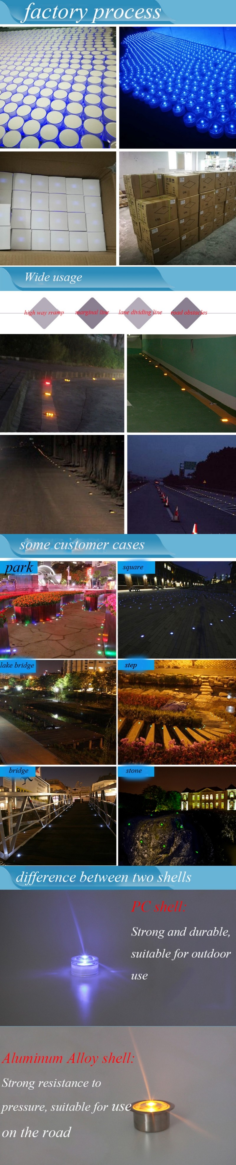 High Bright Pavement Raised Marker Solar Powered LED Road Stud Driveway Pathway Deck Light