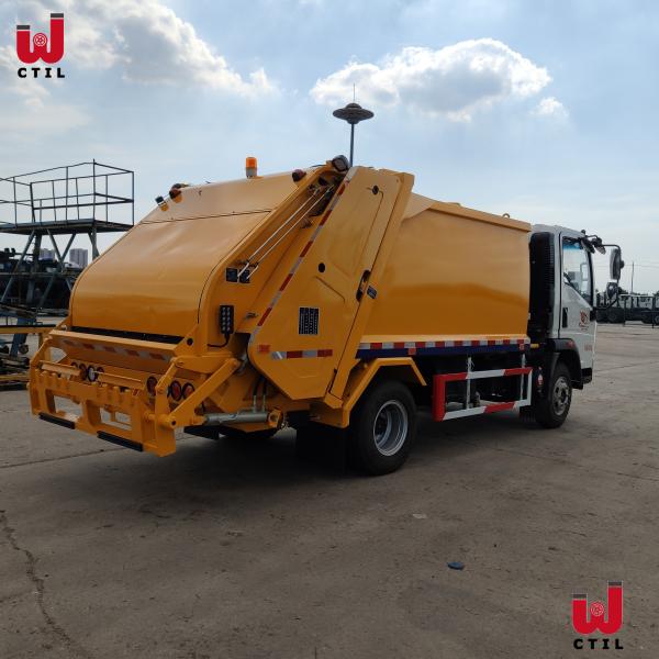 Yellow 4X2 Compactor Garbage Truck 12m3 Refuse Compactor Vehicle