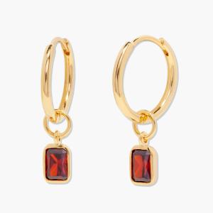 Quality 5mm 2.5inches Copper Earrings Mackenzie Birthstone Hoops Rhodium Plated wholesale