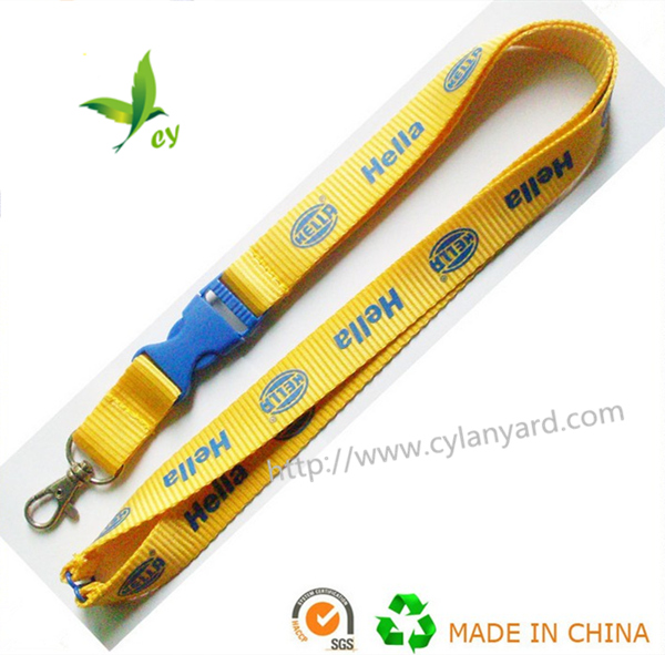 Colored polyester neck ribbon with colored plastic buckle, coloured neck lanyards,