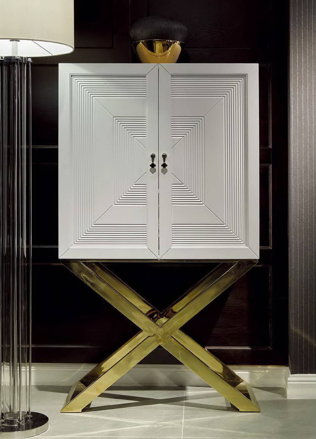 XT-8902 Light luxury stainless steel furniture study room desk with Solid wood bookcase cabinets
