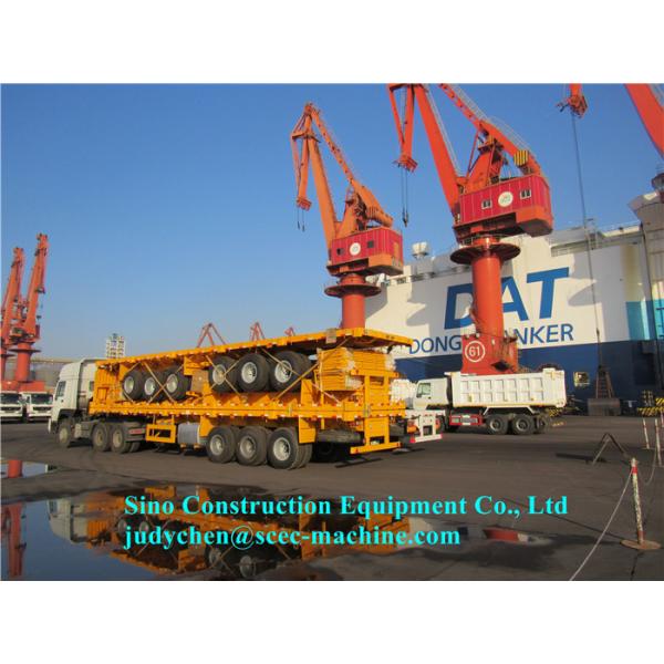 SCEC 3 Axles Flatbed Semi Trailer Max Loading 50 - 60ton With Front Side Plate
