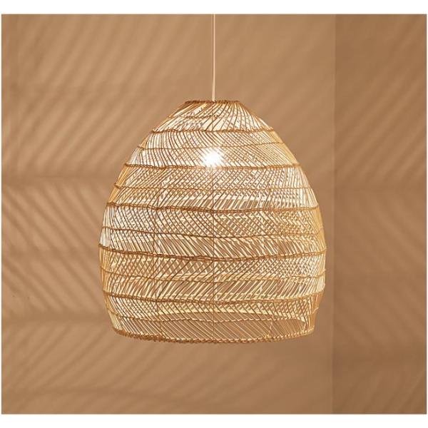 Modern Round Rattan Hanging Chandelier For Restaurant Indoor Lighting