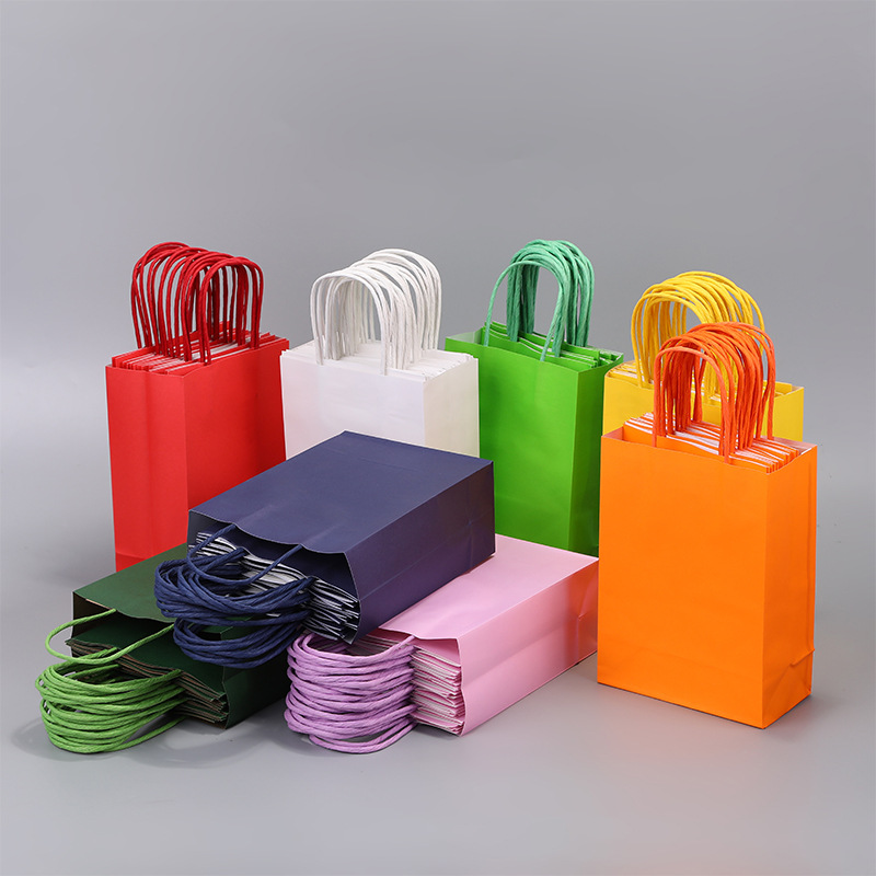 Hot Style Fashion Blank Twist Handle Kraft Paper Shopping Bag with Hand Length Handle