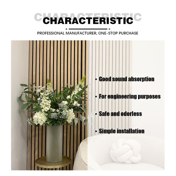 Wood Slat Acoustic Panel With Flame Retardant Coating And Sound Absorption