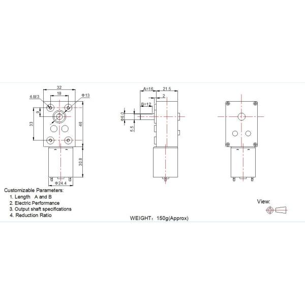3 - 24v DC Worm Gear Motor High Torque RF-370 Low Noise With Worm Gearbox