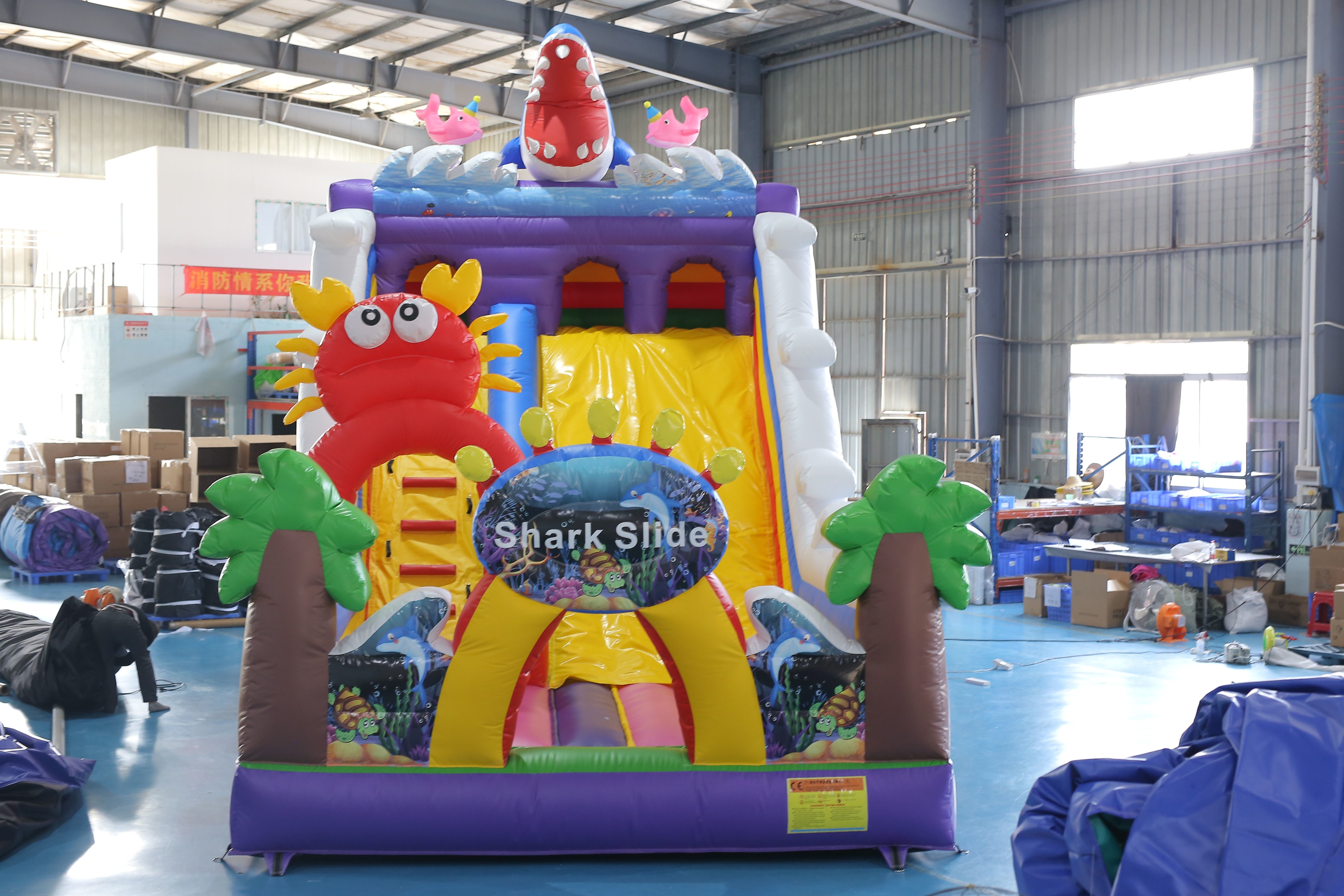 Custom Printed Inflatable Dry Slide with Bouncy Castle Design for Kids Events